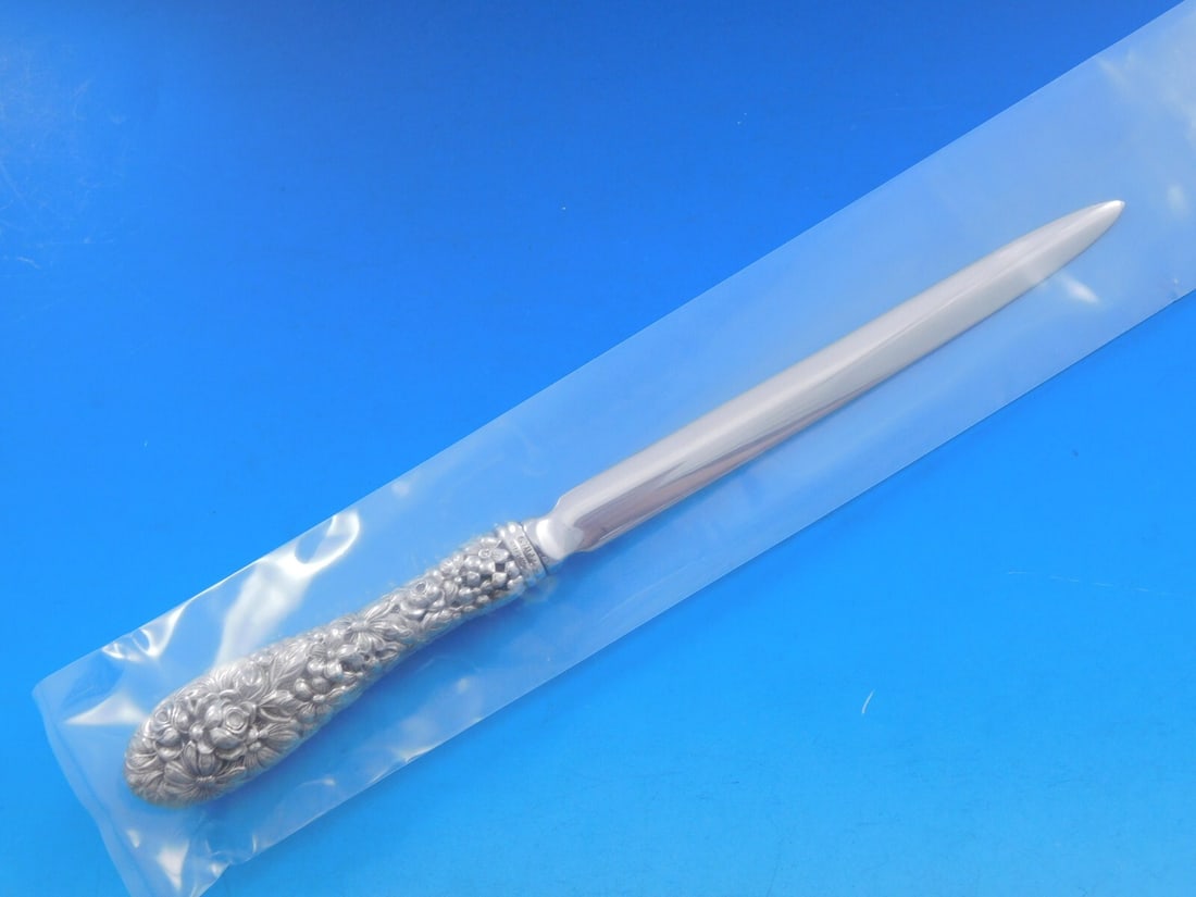Stieff Rose Sterling Silver Letter Opener 9 1/8 Custom Made: Stieff Rose Sterling Silver Letter Opener 9 1/8 Custom Made Elevate your correspondence with this exquisite Rose by Stieff Sterling Silver Letter Opener. Crafted with a sterling silver hollow handle a
