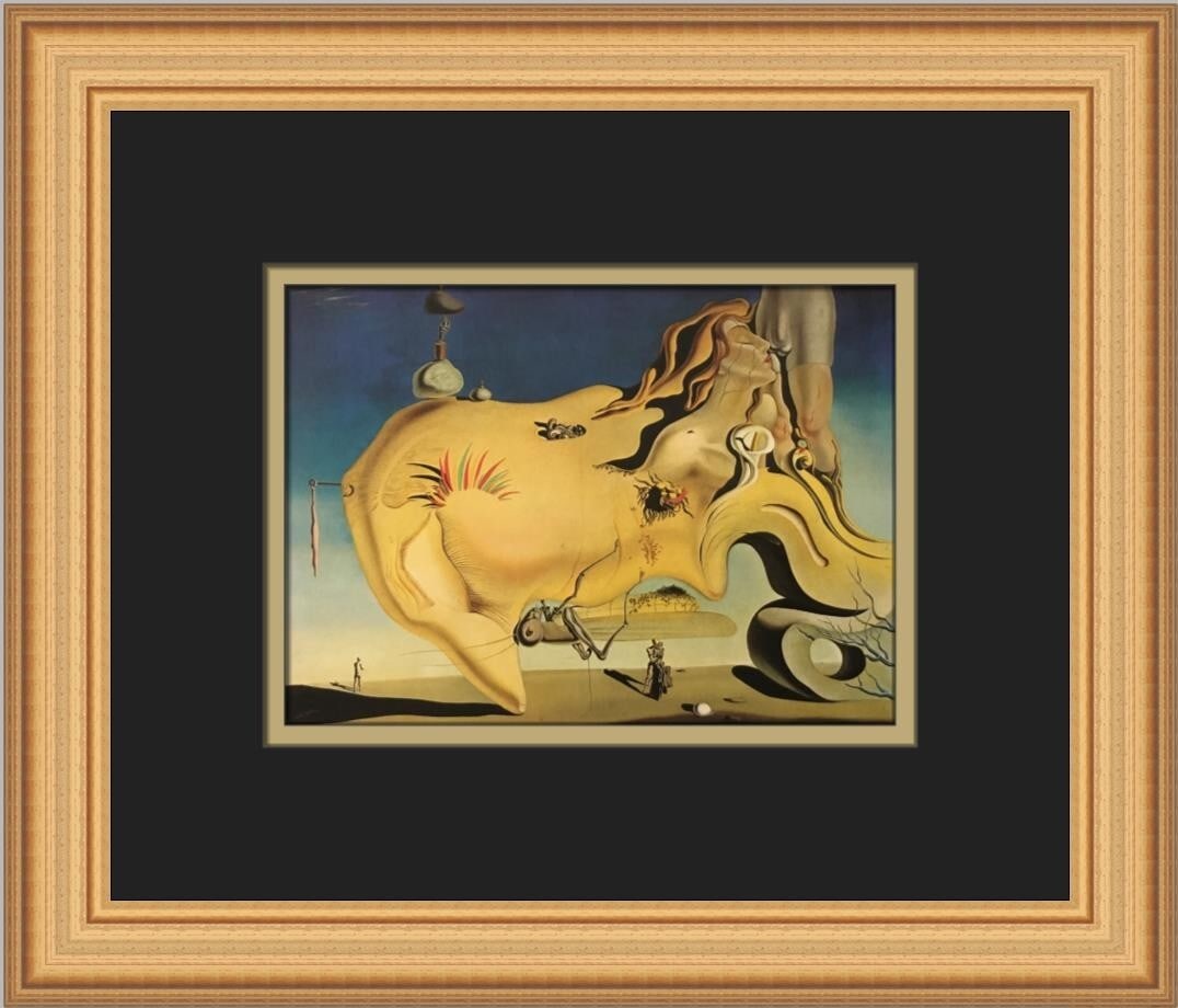 Salvador Dali The Great Masturbator Custom Framed Lithograph Print: Salvador Dali The Great Masturbator Custom Framed Lithograph Print This striking print titled 'The Great Masturbator' by the renowned artist Salvador Dali showcases his surrealistic style, featuring n