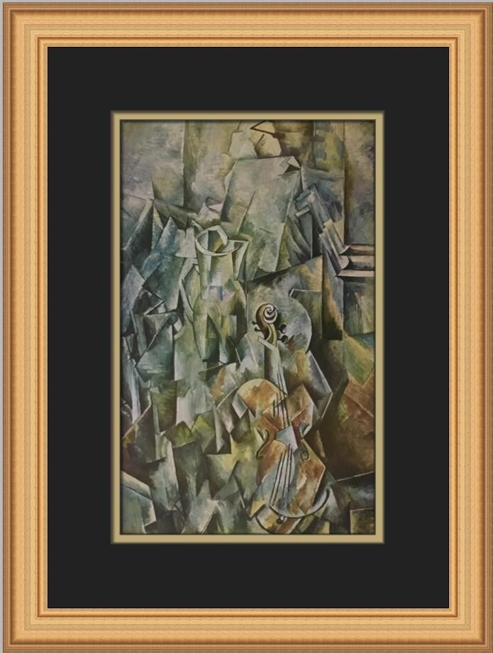 Georges Braque Still Life Violin Pitcher Custom Framed Art Print: Georges Braque Still Life Violin Pitcher Custom Framed Art Print This stunning custom framed print by artist Georges Braque features the captivating still life titled "Still Life with a Violin and a P