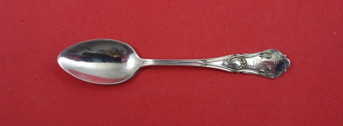 Gorham Regent Sterling Silver Monogrammed Demitasse Spoon 4": Gorham Regent Sterling Silver Monogrammed Demitasse Spoon 4" This exquisite demitasse spoon is part of the Regent pattern by Gorham, crafted from high-quality sterling silver. Measuring 4 inches in le