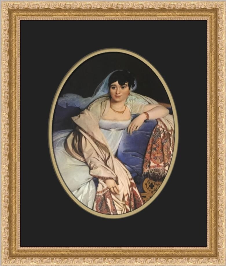 Jean-Auguste Ingres Portrait of Madame Riviere Custom Framed Print 1978: Jean-Auguste Ingres Portrait of Madame Riviere Custom Framed Print 1978 This stunning custom framed print features Jean-Auguste Ingres' iconic artwork, "Portrait of Madame Riviere." The piece is a bea