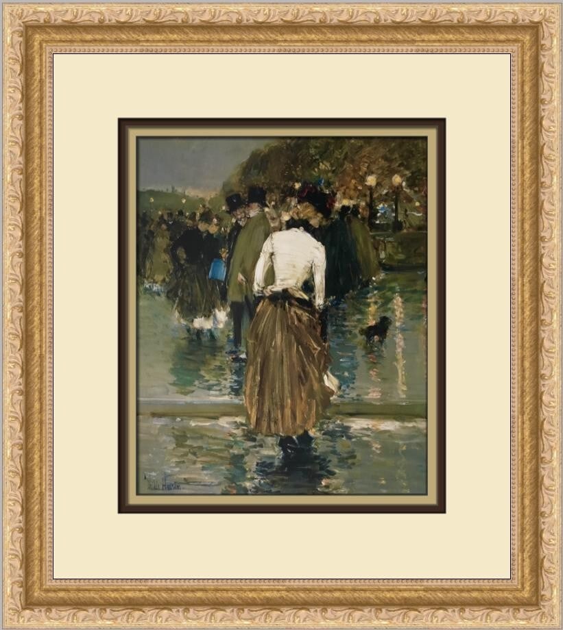 Childe Hassam Promenade at Sunset in Paris Custom Framed Print 15 x 13 Impressionism Art: Childe Hassam Promenade at Sunset in Paris Custom Framed Print 15 x 13 Impressionism Art This stunning custom framed print features Childe Hassam's iconic artwork, "Promenade at Sunset in Paris." The