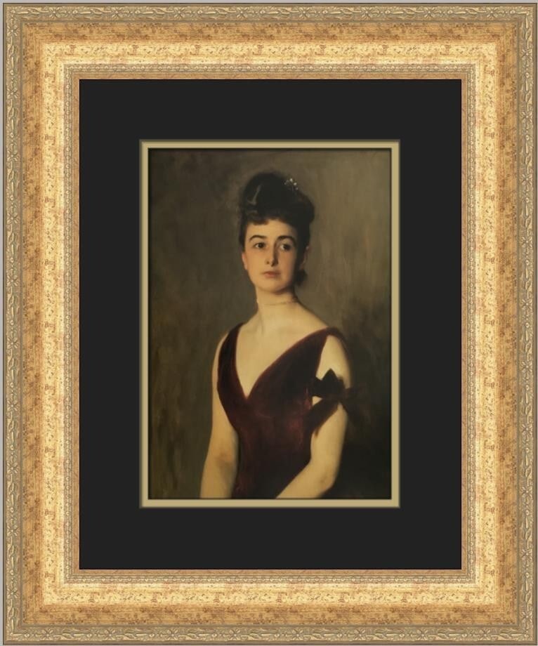 John Singer Sargent Mrs Charles Inches Custom Framed Print 19 x 16: John Singer Sargent Mrs Charles Inches Custom Framed Print 19 x 16 This beautiful custom framed print features the artwork "Mrs Charles Inches" by renowned artist John Singer Sargent. Measuring 19 in.