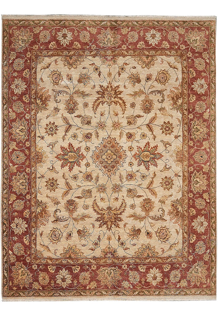 Handmade 8 x 10.1 Pakistan Chobi Peshawar Wool Rug Beige Zigler Pattern: Handmade 8 x 10.1 Pakistan Chobi Peshawar Wool Rug Beige Zigler Pattern Free continental US Shipping This handmade Pakistan Chobi Peshawar area rug features a hand-knotted construction using natural w