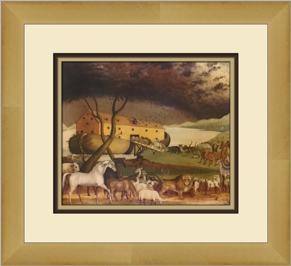 Edward Hicks Noah's Ark Custom Framed Print 1972 Impressionism: Edward Hicks Noah's Ark Custom Framed Print 1972 Impressionism This beautiful custom framed print features Edward Hicks' renowned artwork titled "Noah's Ark," created in 1972. The piece showcases a st