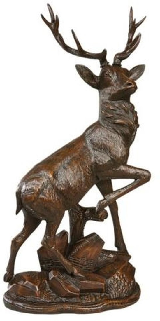 Right-Facing Brown Deer Sculpture Lodge Style Mountain Collection (1 of 1)