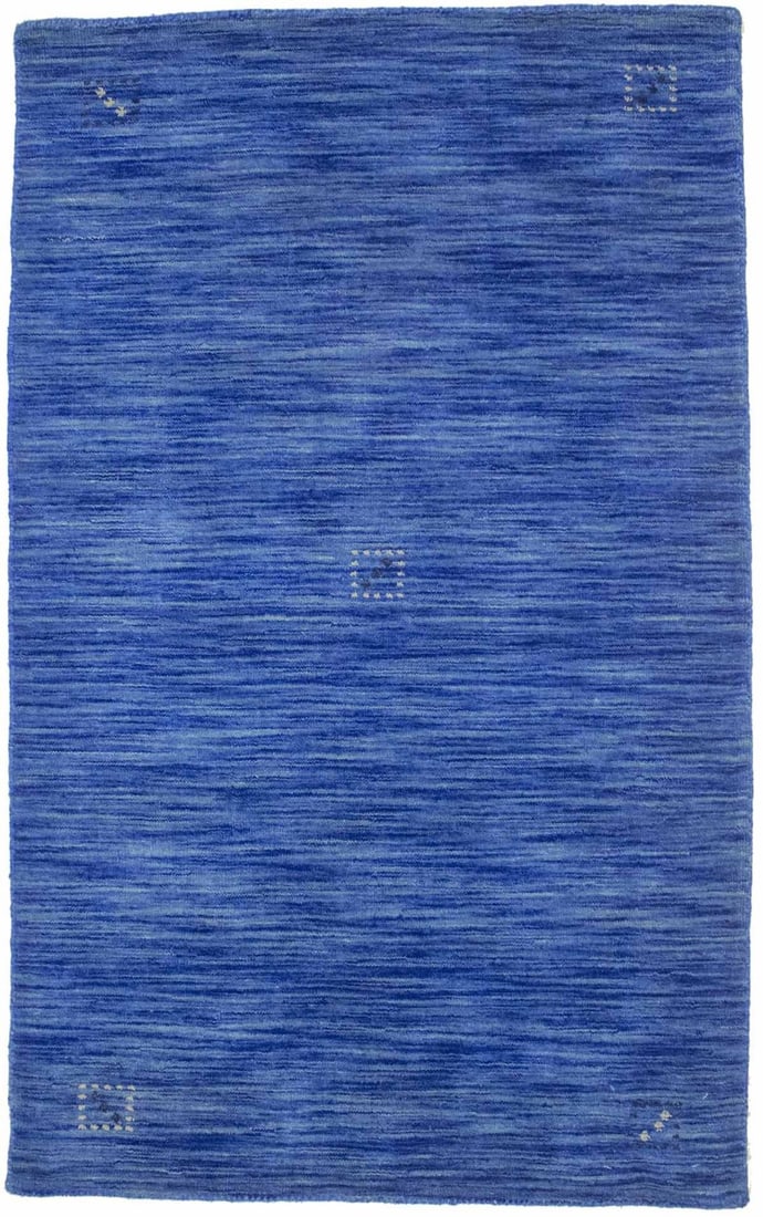 Handmade Modern Blue Tribal Area Rug 4'10 x 3'0 Wool Carpet: Handmade Modern Blue Tribal Area Rug 4'10 x 3'0 Wool Carpet Enhance your home decor with this exquisite handmade Oriental rug featuring a solid blue design, perfect for adding a touch of modern elegan