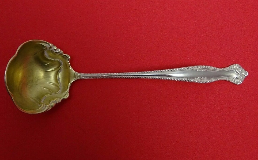 Towle Canterbury Sterling Silver Gold Washed Sauce Ladle 6 Inch: Towle Canterbury Sterling Silver Gold Washed Sauce Ladle 6 Inch This exquisite sauce ladle is part of the Canterbury pattern by Towle, crafted from high-quality sterling silver and featuring a luxurio