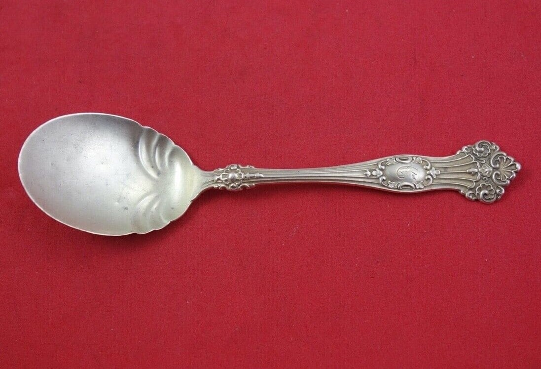 Alvin Viking Sterling Silver Ice Cream Spoon 5 1/4" Monogrammed: Alvin Viking Sterling Silver Ice Cream Spoon 5 1/4" Monogrammed Indulge in a classic dessert experience with this Viking by Alvin Sterling Silver Ice Cream Spoon. Crafted from high-quality sterling si