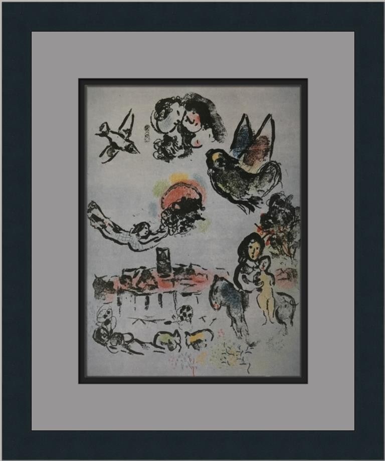 Marc Chagall Saint-Paul by Night Custom Framed Print 16x14: Marc Chagall Saint-Paul by Night Custom Framed Print 16x14 Experience the artistic brilliance of Marc Chagall with this beautifully custom framed print titled "Saint-Paul by Night." This striking piec