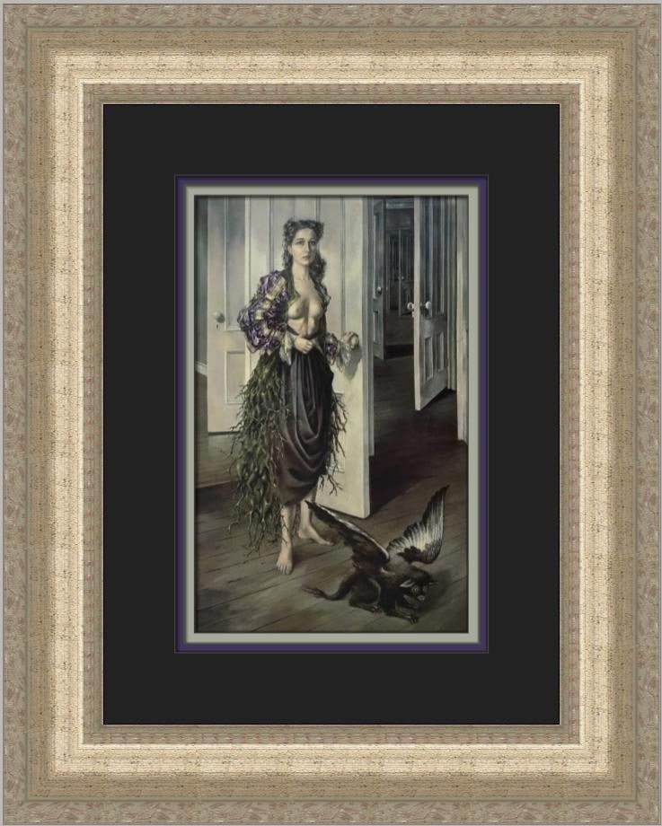 Dorothea Tanning Custom Framed Birthday Print 16 x 13 Surrealism: Dorothea Tanning Custom Framed Birthday Print 16 x 13 Surrealism This stunning custom framed print titled "Birthday" by renowned artist Dorothea Tanning captures the essence of surrealism. Measuring 1
