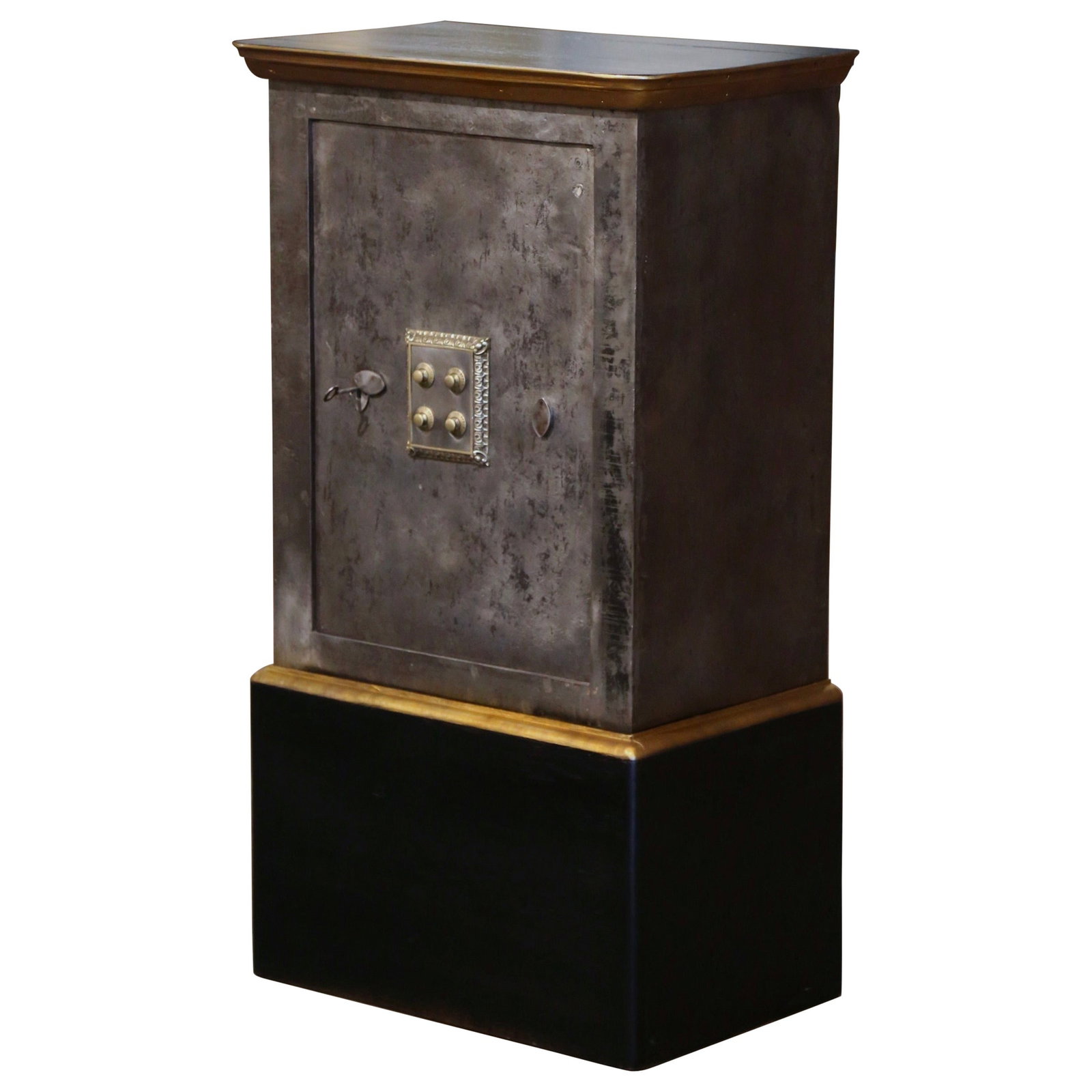 19th Century French Napoleon III Hand-Painted Iron Safe with Combination Lock: 19th Century French Napoleon III Hand-Painted Iron Safe with Combination Lock This exquisite 19th Century French safe combines craftsmanship with functionality, featuring a striking design from the Na