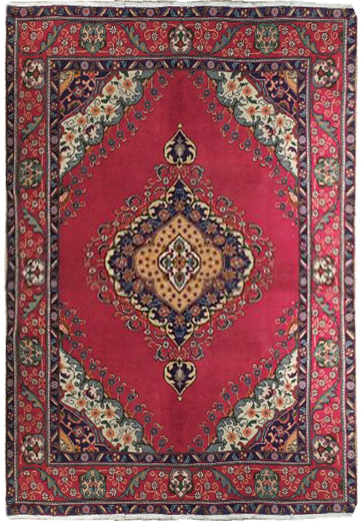6.7 x 9.6 Persian Tabriz Open Field Rug: 6.7 x 9.6 Persian Tabriz Open Field Rug Free continental US Shipping This beautiful Persian Tabriz rug features an open field design, measuring 6.7 x 9.6 feet. It is in new condition, perfect for addi