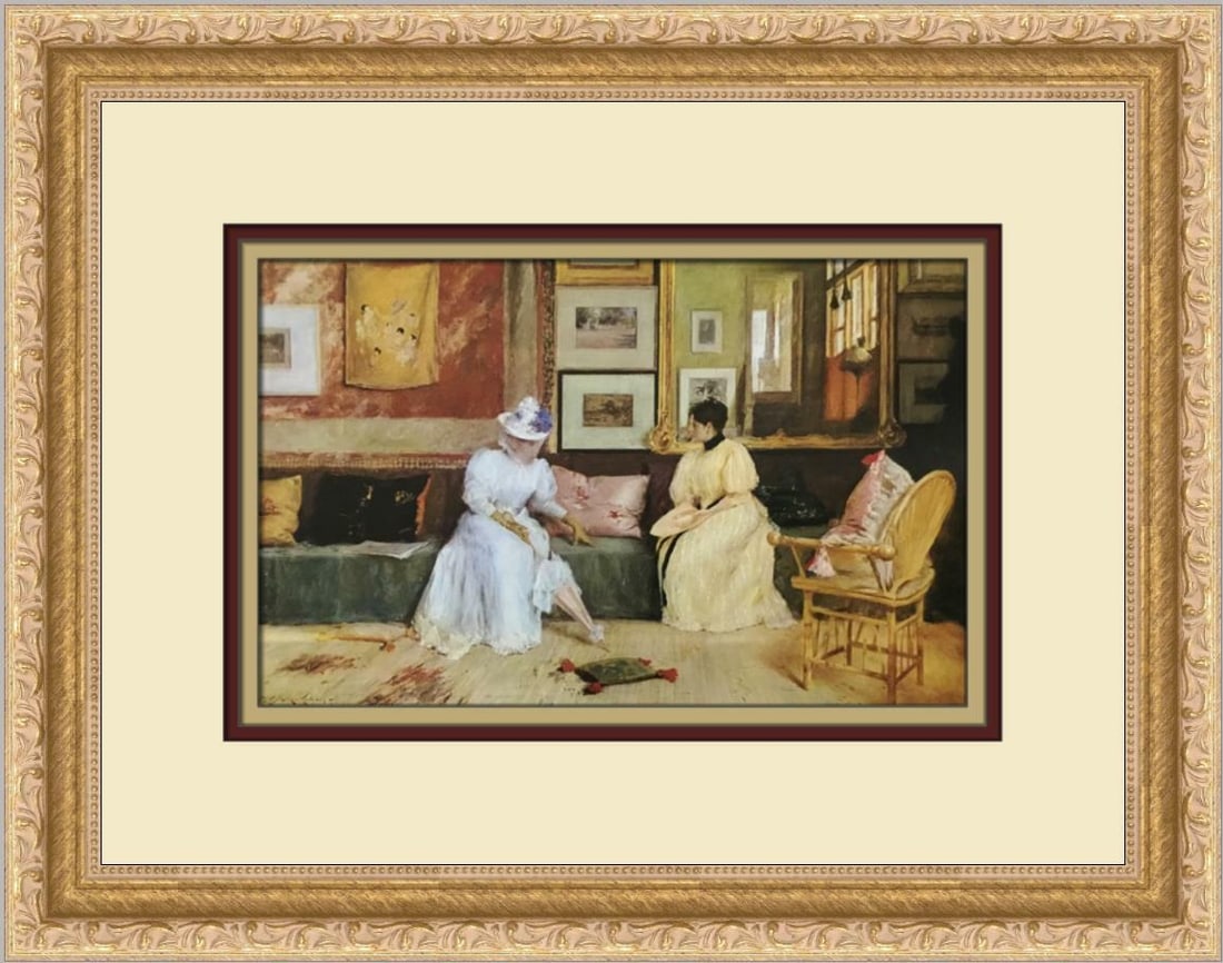 William Chase A Friendly Call Custom Framed Print 12 x 15 Impressionist Art: William Chase A Friendly Call Custom Framed Print 12 x 15 Impressionist Art This exquisite custom framed print titled 'A Friendly Call' by artist William Chase captures the essence of Impressionism. C