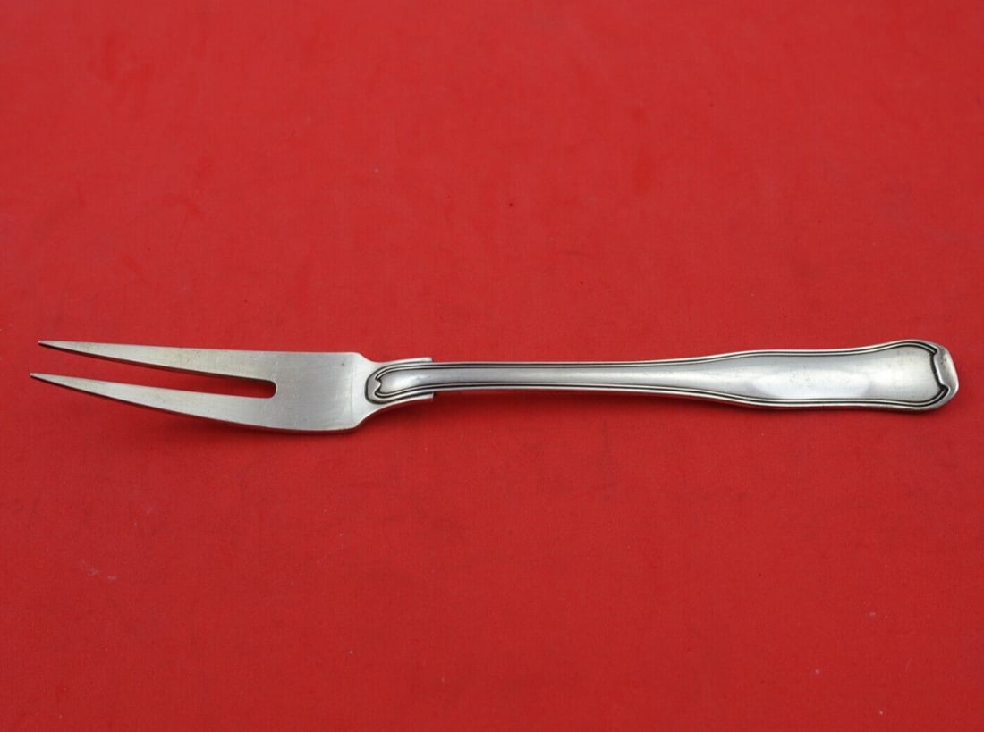 Georg Jensen Old Danish Sterling Silver 2-Tine Serving Fork 7 7/8": Georg Jensen Old Danish Sterling Silver 2-Tine Serving Fork 7 7/8" This exquisite meat fork from the Old Danish pattern by Georg Jensen is a testament to fine craftsmanship. Made of high-quality sterl