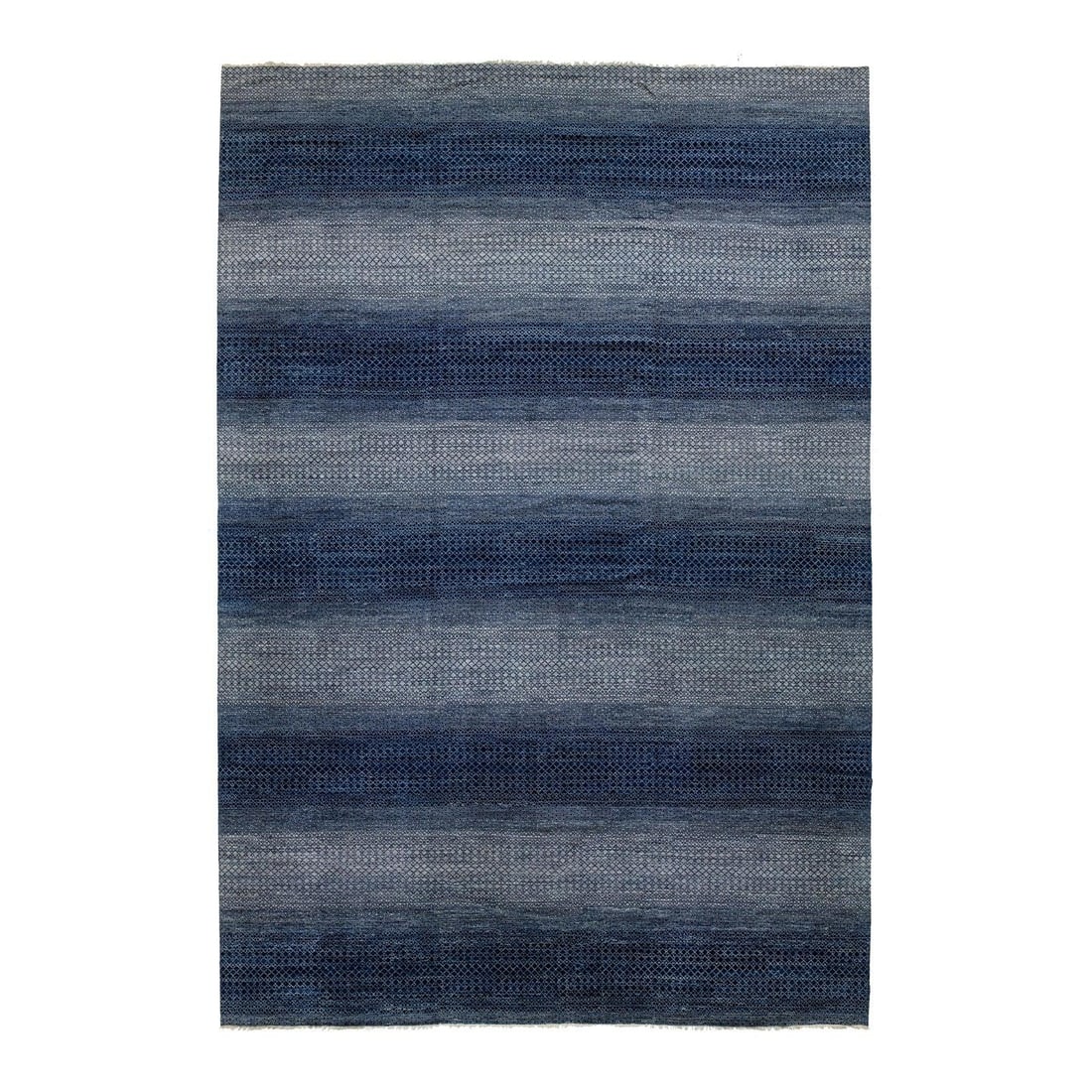 Handmade Gray and Navy Blue Wool Rug 16'2 x 23'8 Geometric Design: Handmade Gray and Navy Blue Wool Rug 16'2 x 23'8 Geometric Design Elevate your space with this exquisite hand-knotted oversized wool rug that features a contemporary design. The rug showcases a harmon