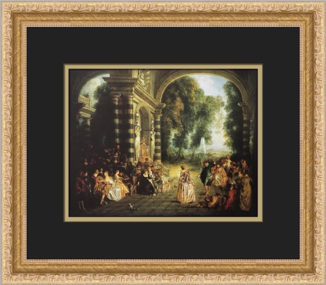 Jean-Antoine Watteau Les Plasir Du Bal Custom Framed Print 13 x 15: Jean-Antoine Watteau Les Plasir Du Bal Custom Framed Print 13 x 15 This exquisite custom framed print features Jean-Antoine Watteau's artwork titled "Les Plasir Du Bal." Measuring 15 in x 13 in overal