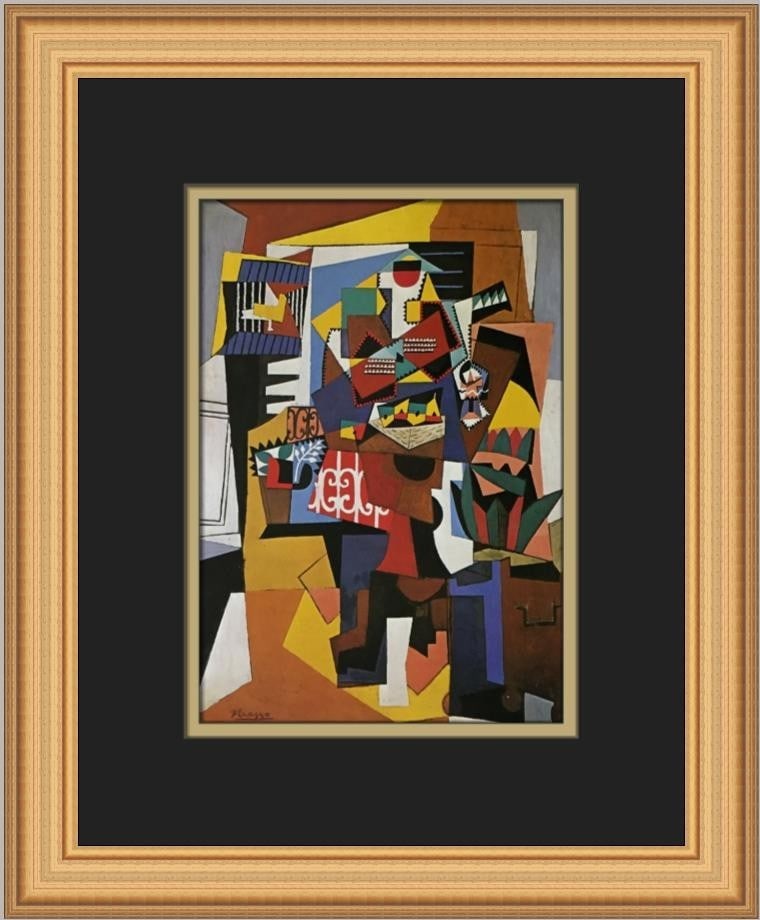 Pablo Picasso The Bird Cage Custom Framed Abstract Print 15x12: Pablo Picasso The Bird Cage Custom Framed Abstract Print 15x12 This striking print titled "The Bird Cage" by Pablo Picasso is a captivating piece of abstract impressionism, produced in 1980. The artwo