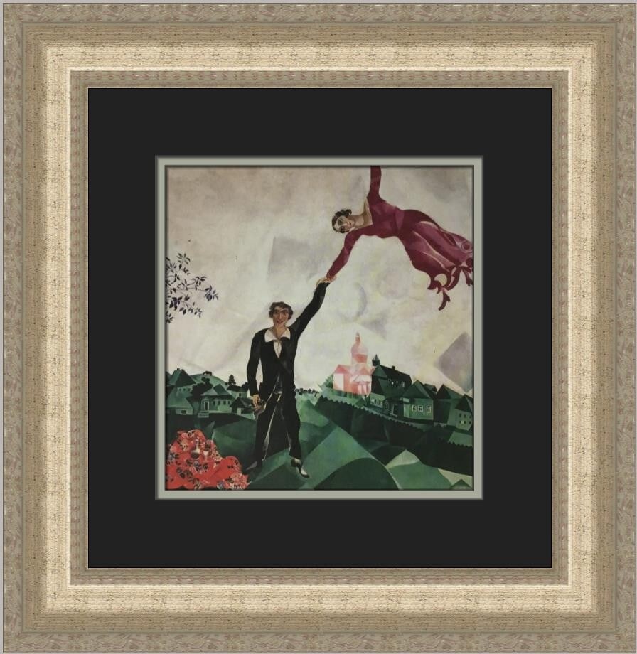 Marc Chagall The Walk Custom Framed Art Print 17x17: Marc Chagall The Walk Custom Framed Art Print 17x17 Add a touch of elegance to your space with this custom framed print titled 'The Walk' by renowned artist Marc Chagall. This medium-sized piece, meas