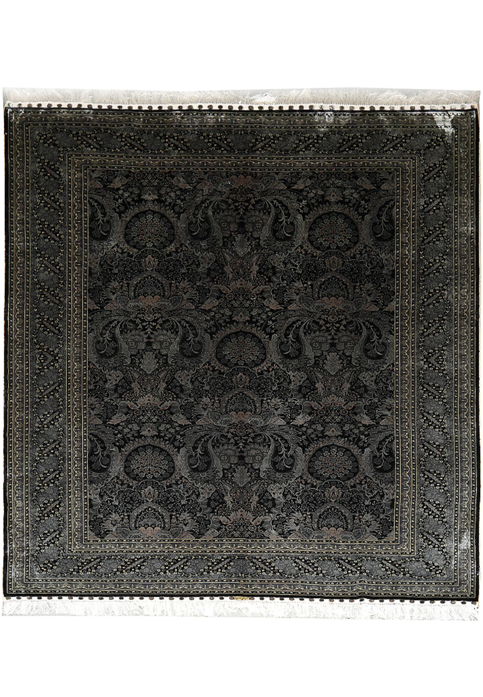 6 x 9.4 Charcoal Black Tone On Tone Floral Pattern Area Rug: 6 x 9.4 Charcoal Black Tone On Tone Floral Pattern Area Rug Free continental US Shipping This 6 x 9.4 rug features a charcoal-black tone-on-tone floral pattern, offering a refined and modern look. The