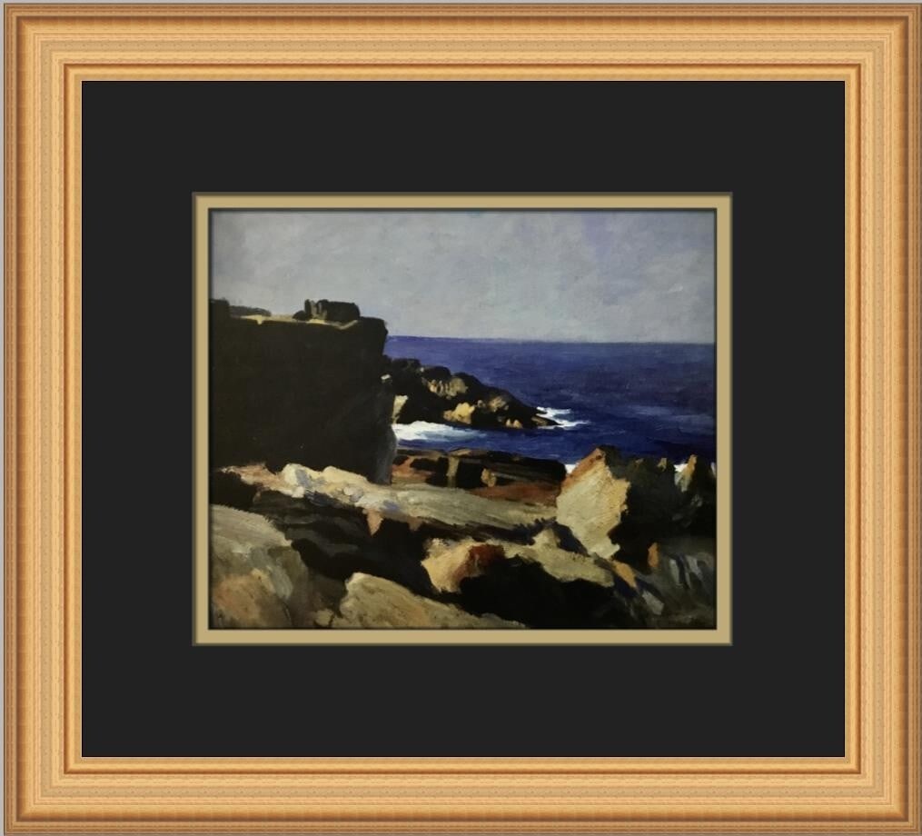 Edward Hopper Square Rock in Ogunquit Custom Framed Art Print: Edward Hopper Square Rock in Ogunquit Custom Framed Art Print This custom framed print showcases Edward Hopper's iconic artwork titled "Square Rock in Ogunquit," capturing the beauty of realism. Measu