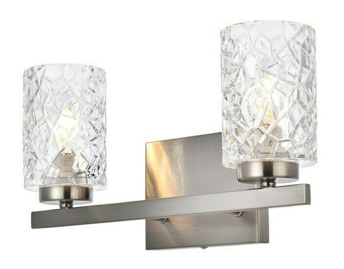 Cassie Modern 2-Light Wall Sconce With Stain Nickel Finish and Glass Shades: Cassie Modern 2-Light Wall Sconce With Stain Nickel Finish and Glass Shades This modern wall sconce features a stain nickel color steel and metal frame with clear glass cylindrical shades. Designed fo