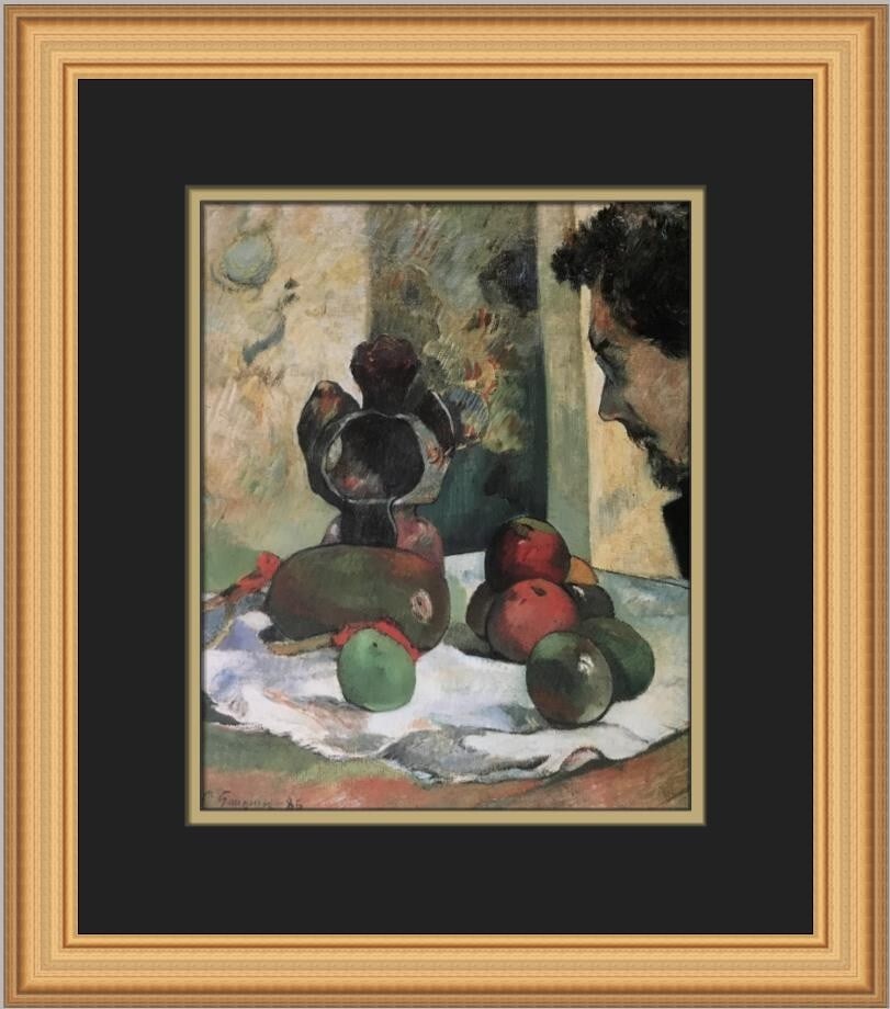 Paul Gauguin Still Life with Profile of Charles Laval Custom Framed Art Print: Paul Gauguin Still Life with Profile of Charles Laval Custom Framed Art Print This stunning custom-framed print features Paul Gauguin's "Still Life with Profile of Charles Laval," showcasing the artis