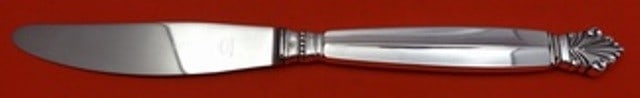 Georg Jensen Acanthus Sterling Silver Dinner Knife 9 Long Handle: Georg Jensen Acanthus Sterling Silver Dinner Knife 9 Long Handle This exquisite dinner knife features a long handle design from the renowned Acanthus pattern by Georg Jensen. Crafted from high-quality