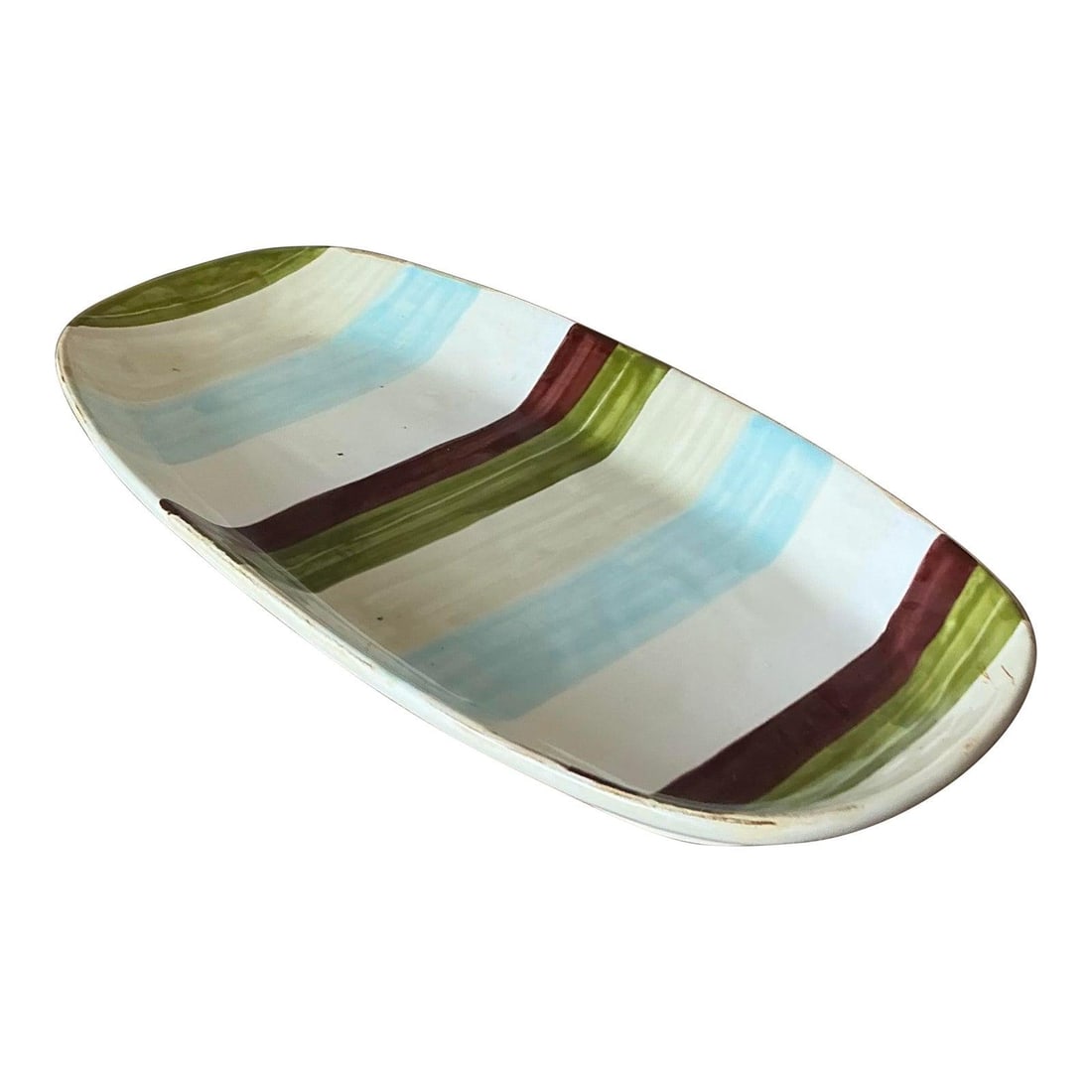 Hand-Finished Italian Ceramic Tray With Multi-Tonal Glaze by Vietri: Hand-Finished Italian Ceramic Tray With Multi-Tonal Glaze by Vietri This vintage VIETRI glazed ceramic serving tray features Italian craftsmanship and a hand-finished, multi-tonal glaze for a unique a