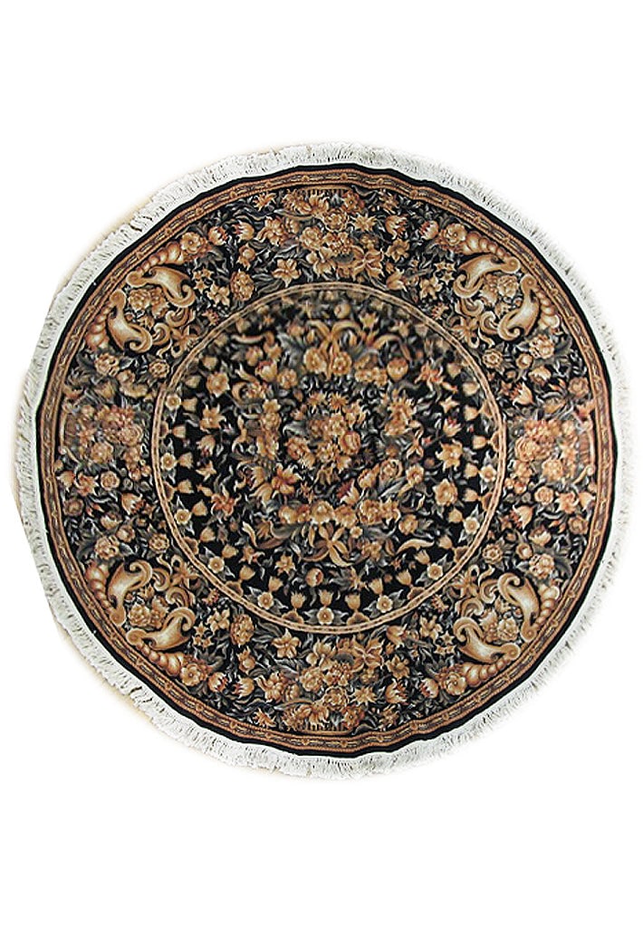 Elegant Handwoven 8' Black Aubusson Round Area Rug: Elegant Handwoven 8' Black Aubusson Round Area Rug Free continental US Shipping The 8 x 8 Black Aubusson Round Rug is a stunning example of traditional craftsmanship, skillfully handmade in China usin