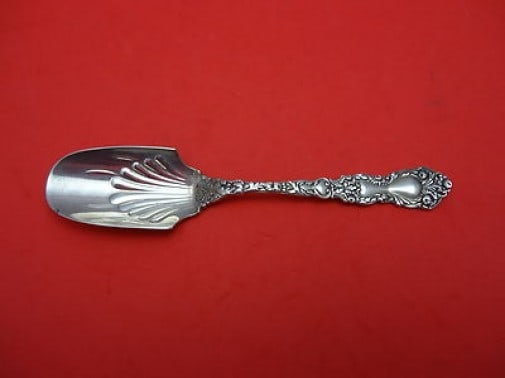 Gorham Imperial Chrysanthemum Sterling Silver Cheese Scoop 6 Inch: Gorham Imperial Chrysanthemum Sterling Silver Cheese Scoop 6 Inch This exquisite cheese scoop features the Imperial Chrysanthemum pattern by Gorham, crafted from high-quality sterling silver. The bowl