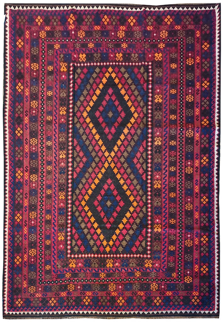 Handmade Afghan Tribal Kilim Rug 6.10 x 10.1 Feet: Handmade Afghan Tribal Kilim Rug 6.10 x 10.1 Feet Free continental US Shipping Discover the exquisite craftsmanship of this 6.10 x 10.1 Tribal Kilim rug, handmade in Afghanistan. This vibrant piece sh