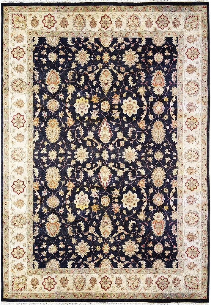 Luxurious 9 x 12 Black Zigler Hand-Knotted Wool Area Rug: Luxurious 9 x 12 Black Zigler Hand-Knotted Wool Area Rug Free continental US Shipping Transform your space with the exquisite 9 x 12 Black Zigler Rug, meticulously crafted from 100% natural wool. This