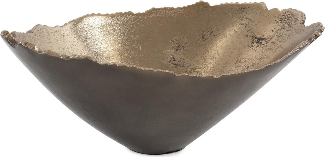 Howard Elliott Baniff Collection Textured Aluminum Bowl 4.5H 9.5W 7.5D: Howard Elliott Baniff Collection Textured Aluminum Bowl 4.5H 9.5W 7.5D Enhance your home decor with the Baniff Collection Bowl from Howard Elliott. This stylish bowl showcases a textured aluminum