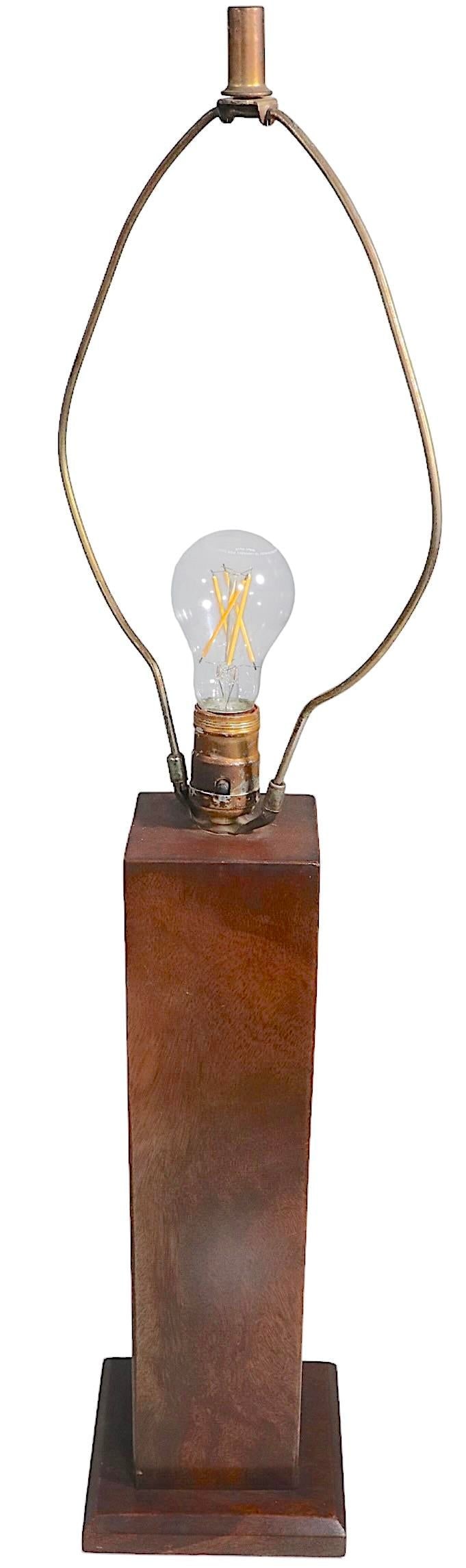 Mid Century Solid Walnut Table Lamp with Rectangular Shaft - 4