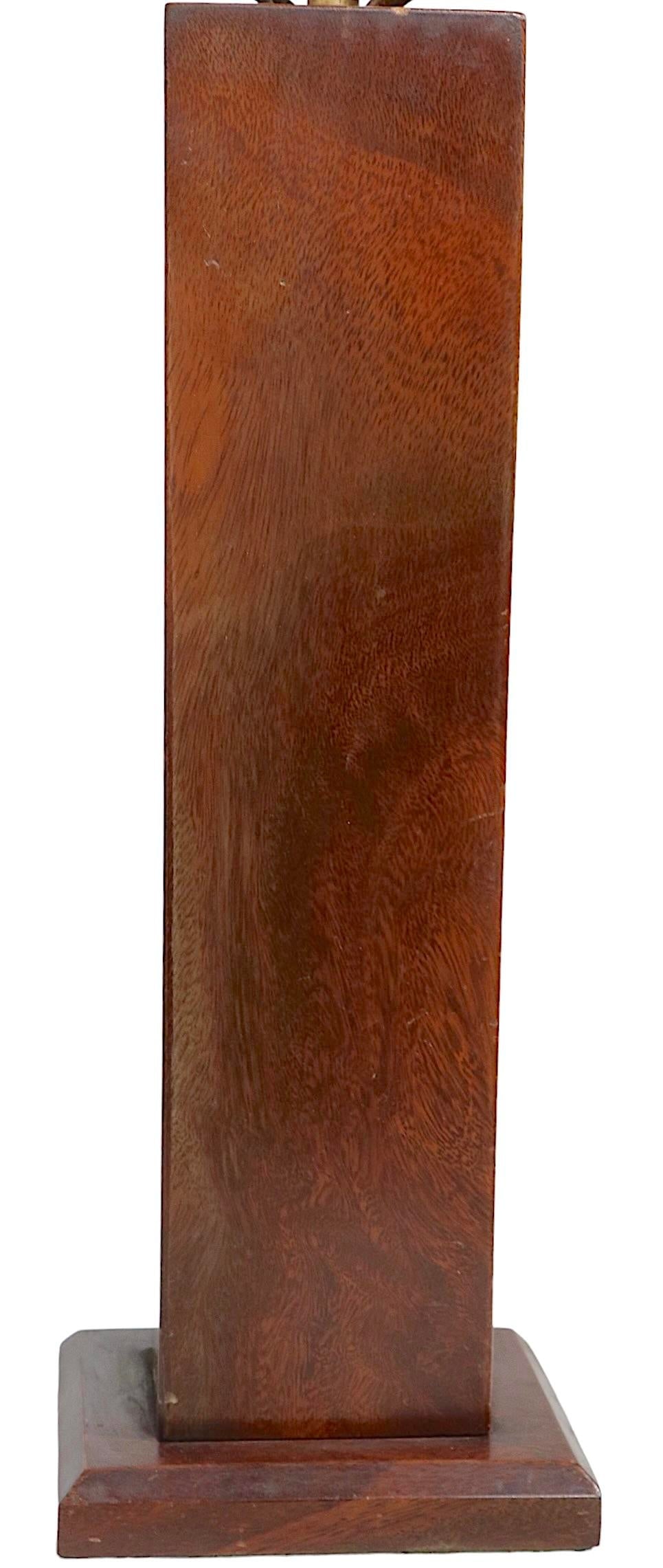 Mid Century Solid Walnut Table Lamp with Rectangular Shaft - 8