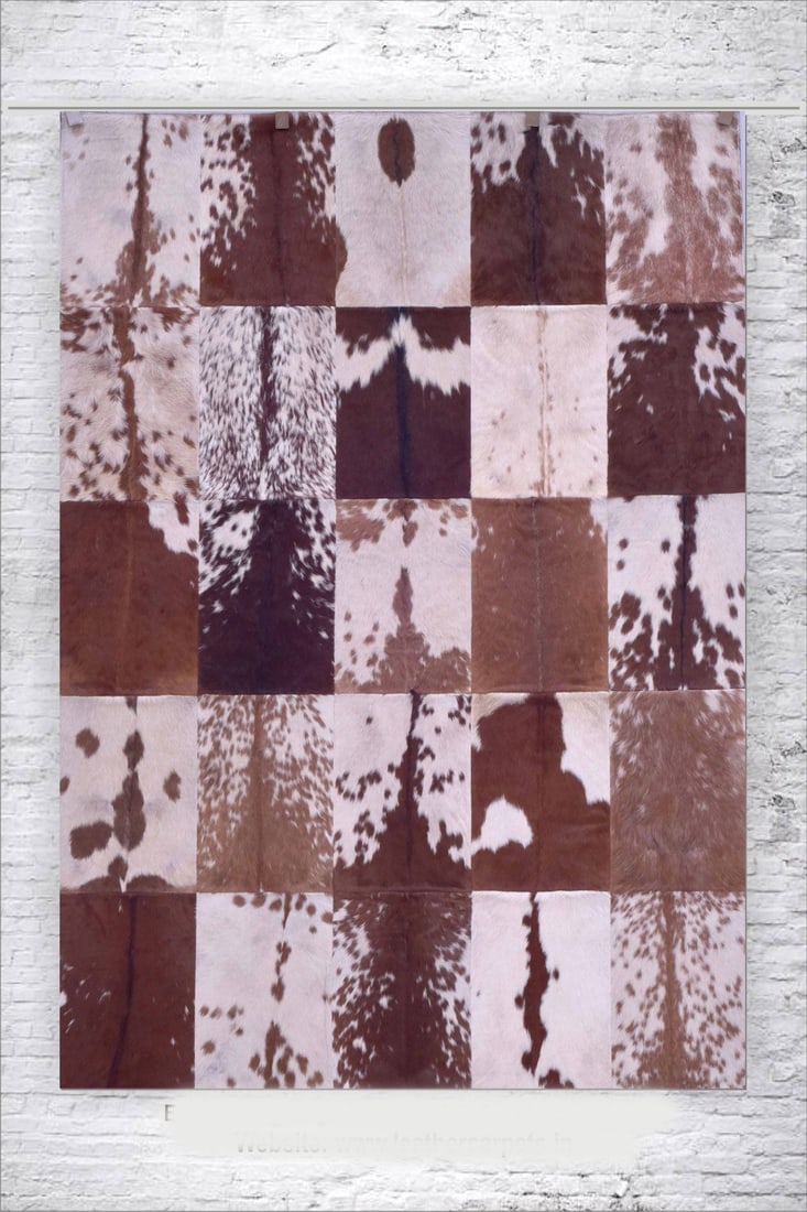 Handcrafted Tricolor Patchwork Genuine Cowhide Leather Rug 3ft x 5ft: Handcrafted Tricolor Patchwork Genuine Cowhide Leather Rug 3ft x 5ft Free continental US Shipping This handcrafted tricolor patchwork cowhide leather carpet features premium genuine cowhide, precision
