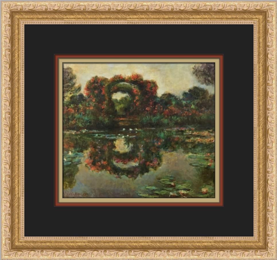 Claude Monet The Flowering Arches Giverny Custom Framed Offset Lithograph Print: Claude Monet The Flowering Arches Giverny Custom Framed Offset Lithograph Print This custom framed print showcases Claude Monet's iconic artwork, "The Flowering Arches Giverny." Created in the Impress