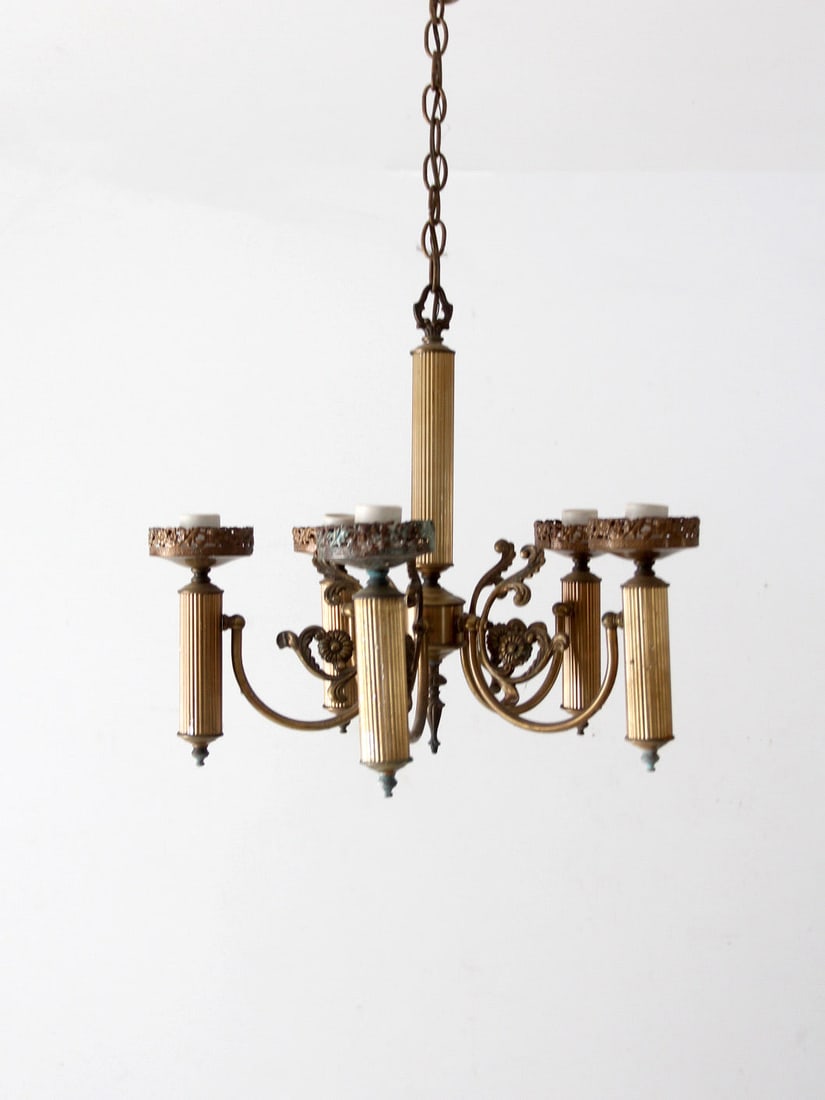Vintage Five Arm Chandelier Elegant Candle Style Design (1 of 14)