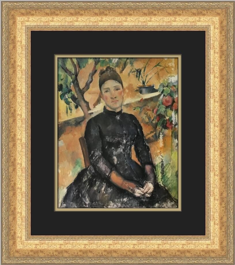 Paul Cezanne Madame Cezanne in Conservatory Custom Framed Art Print: Paul Cezanne Madame Cezanne in Conservatory Custom Framed Art Print This stunning custom framed print features Paul Cezanne's iconic artwork, "Madame Cezanne in the Conservatory." Perfect for art love