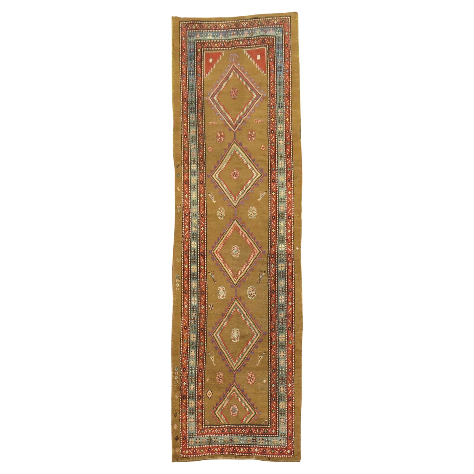 Late 19th Century Persian Wool Bakshaish Handwoven Tribal Runner Rug: Late 19th Century Persian Wool Bakshaish Handwoven Tribal Runner Rug This late 19th century Persian Bakshaish tribal runner features a geometric design, hand-woven from wool. Originating from Iran, th