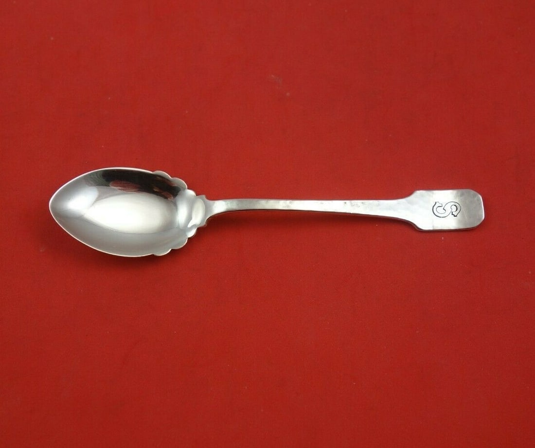 Shreve Norman Hammered Sterling Silver Ice Cream Spoon Engraved Monogram S: Shreve Norman Hammered Sterling Silver Ice Cream Spoon Engraved Monogram S Indulge in a touch of elegance with this Norman Hammered Ice Cream Spoon by Shreve. Crafted from sterling silver, this exquis