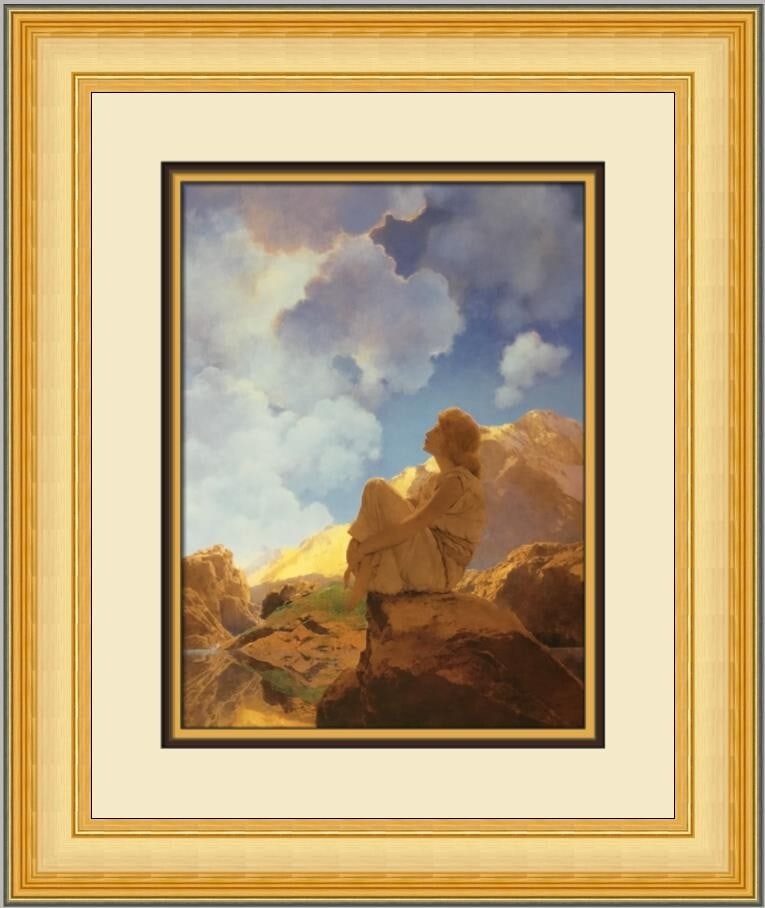 Maxfield Parrish Morning Custom Framed Art Print 20 x 17: Maxfield Parrish Morning Custom Framed Art Print 20 x 17 This exquisite custom framed print titled 'Morning' by renowned artist Maxfield Parrish captures the essence of Fantasy Realism. Measuring 20 i