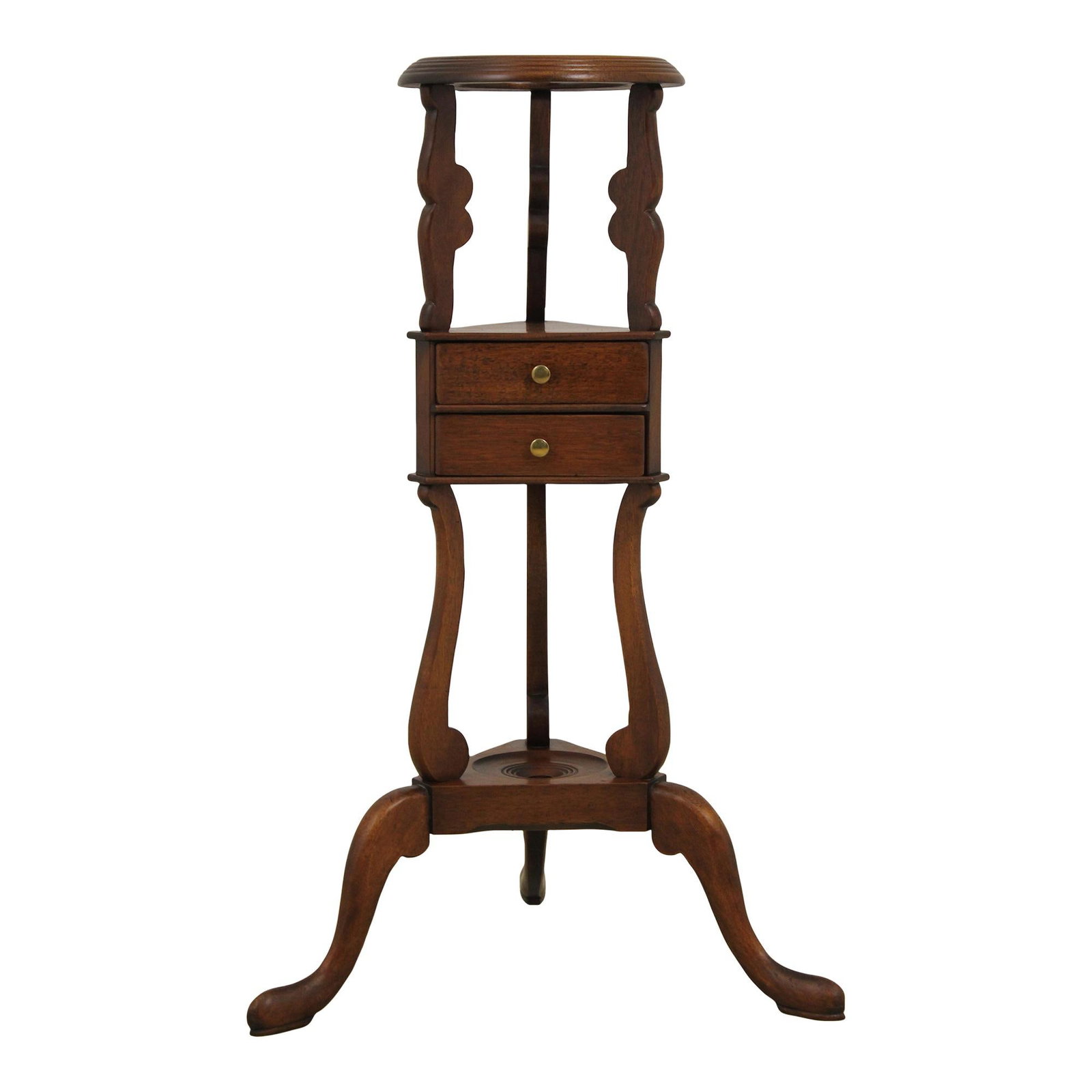 Vintage Mahogany 2 Drawer Wig Stand Planter 50 Years Old: Vintage Mahogany 2 Drawer Wig Stand Planter 50 Years Old This vintage mahogany wig stand planter features a traditional design inspired by 18th-century aesthetics. With an excellent original finish, i