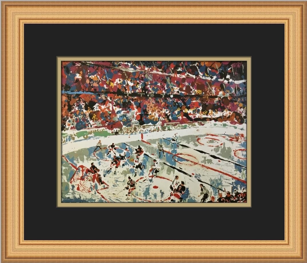 LeRoy Neiman Slap Shot Custom Framed Print 1980 Expressionism Art: LeRoy Neiman Slap Shot Custom Framed Print 1980 Expressionism Art Celebrate the dynamic world of hockey with this stunning custom framed print titled "Slap Shot" by renowned artist LeRoy Neiman. Measu