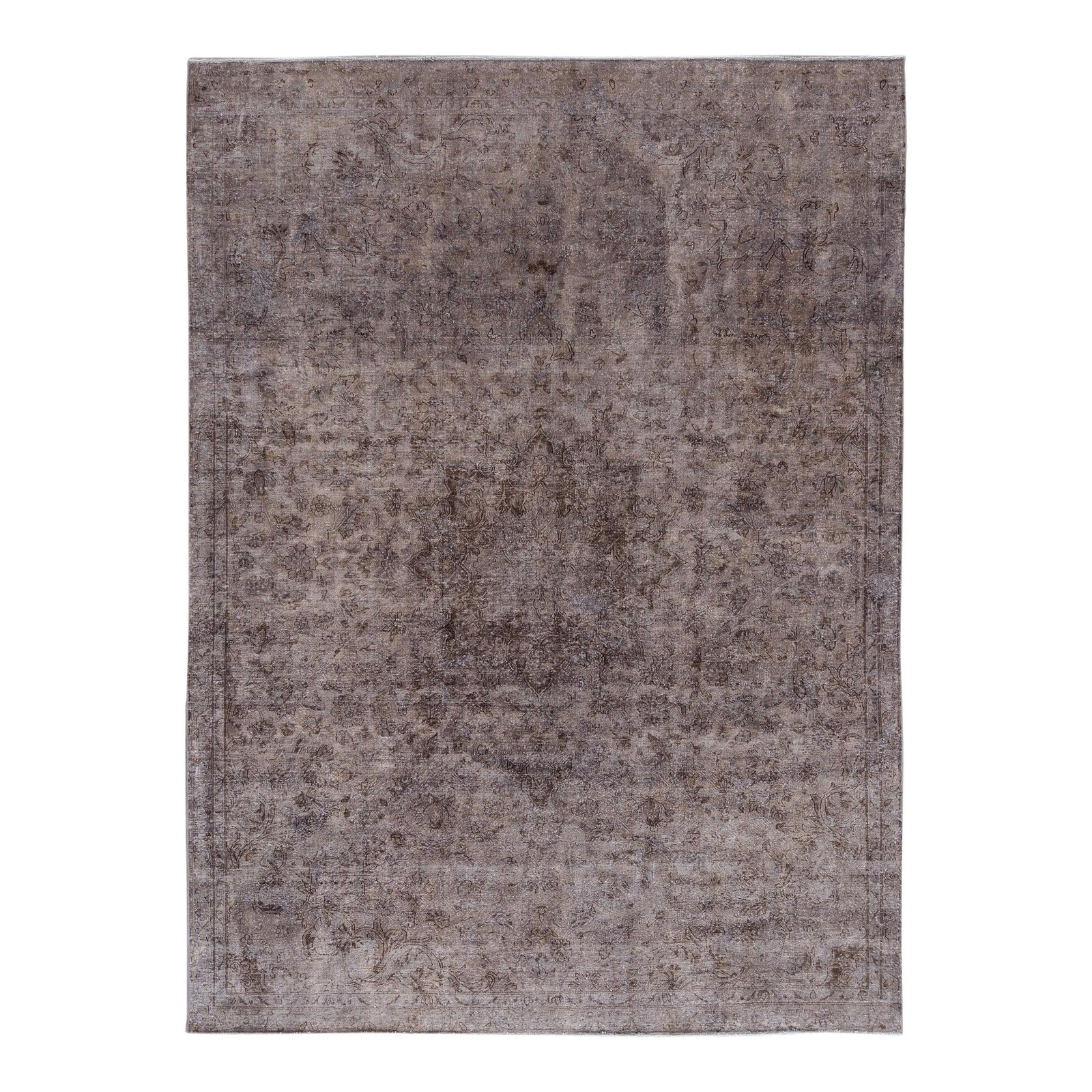 Vintage 1960s Persian Hand-Knotted Gray Wool Medallion Rug 7'06 x 10'03: Vintage 1960s Persian Hand-Knotted Gray Wool Medallion Rug 7'06 x 10'03 Elevate your space with this stunning vintage Persian rug, meticulously hand-knotted from soft wool. Featuring a distressed gray