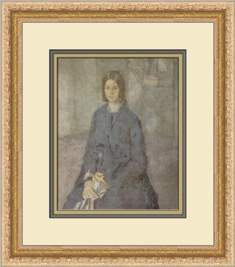 Gwen John Girl Holding a Rose Custom Framed Art Print 13x13: Gwen John Girl Holding a Rose Custom Framed Art Print 13x13 This beautiful custom framed print titled "Girl Holding a Rose" by artist Gwen John captures the essence of Impressionism and Realism. Measu