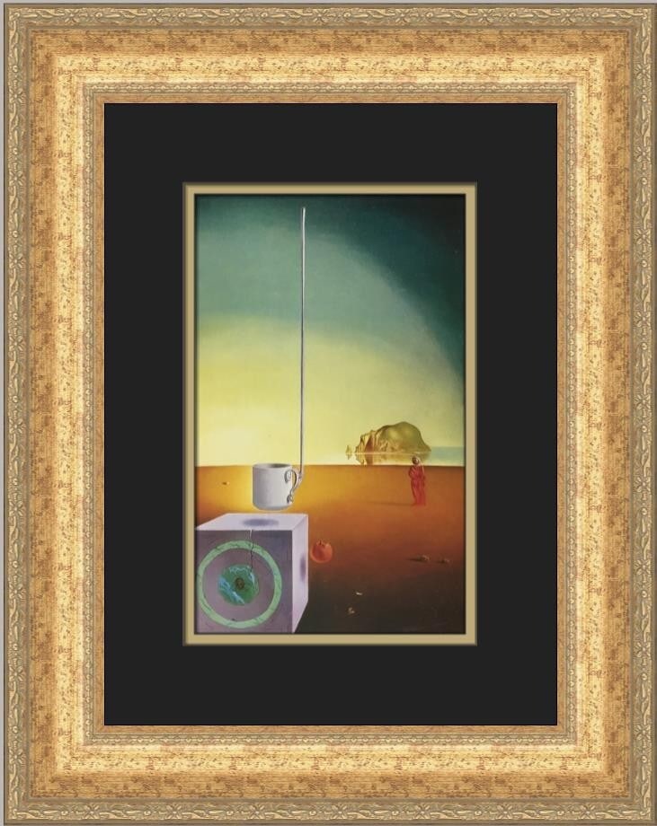 Salvador Dali Giant Flying Demi-Tasse Custom Framed Surrealist Print: Salvador Dali Giant Flying Demi-Tasse Custom Framed Surrealist Print This stunning custom framed print features Salvador Dali's 'Giant Flying Demi-Tasse,' showcasing the artist's surrealism style. Pro