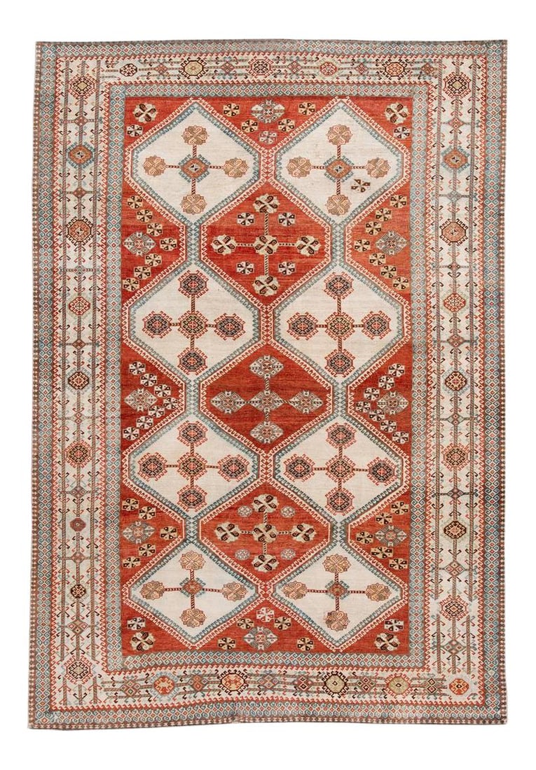 Antique Afshar Hand-Knotted Wool Rug 7'2 x 10'6 Multi Medallion (1 of 10)