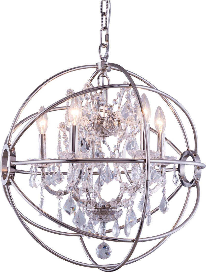 Elegant Lighting Geneva Pendant Lamp in Golden Teak Smoky Crystal (1 of 1)